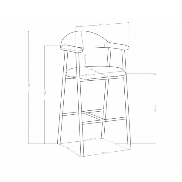 Tabouret de bar 6326H, rembourré style loft