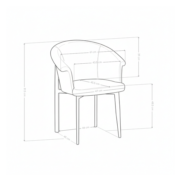 Chaise de salle à manger 6345, avec accoudoirs