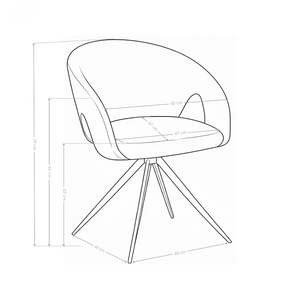 Chaise de salle à manger pivotante Aurelia 6352, en tissu