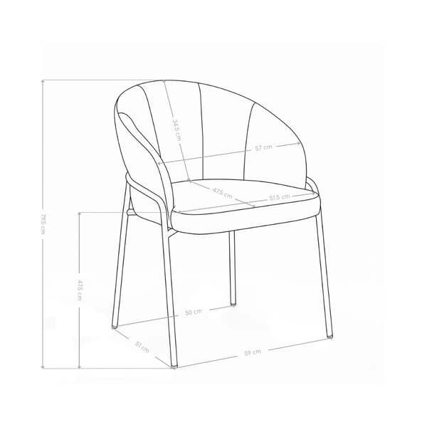 Chaise de salle à manger 6355, rembourrée pieds en métal