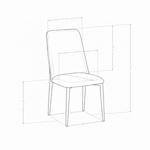 Chaise de salle à manger 6385, rembourrée et pieds en métal