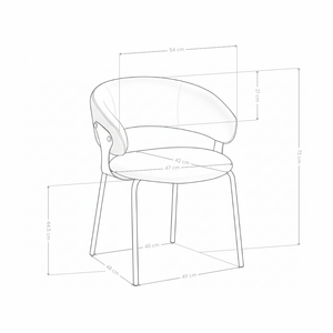 Chaise de salle à manger 6393, rembourrée avec pieds en métal