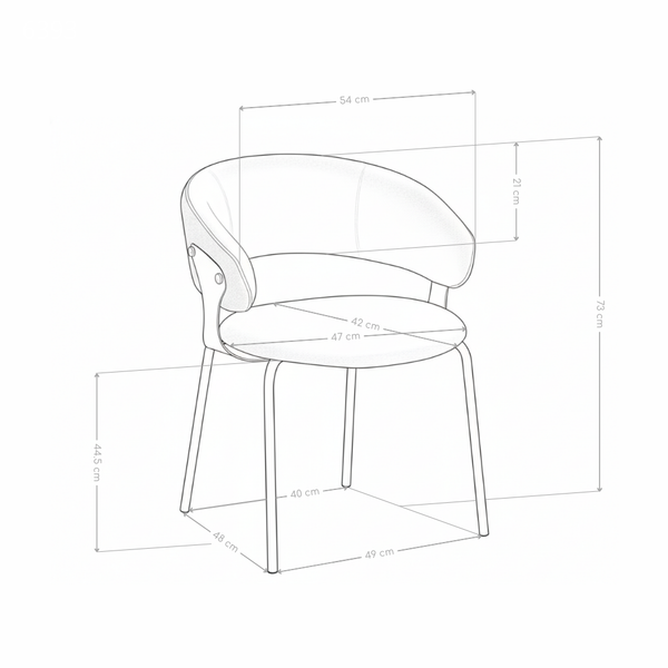 Chaise de salle à manger 6393, rembourrée avec pieds en métal