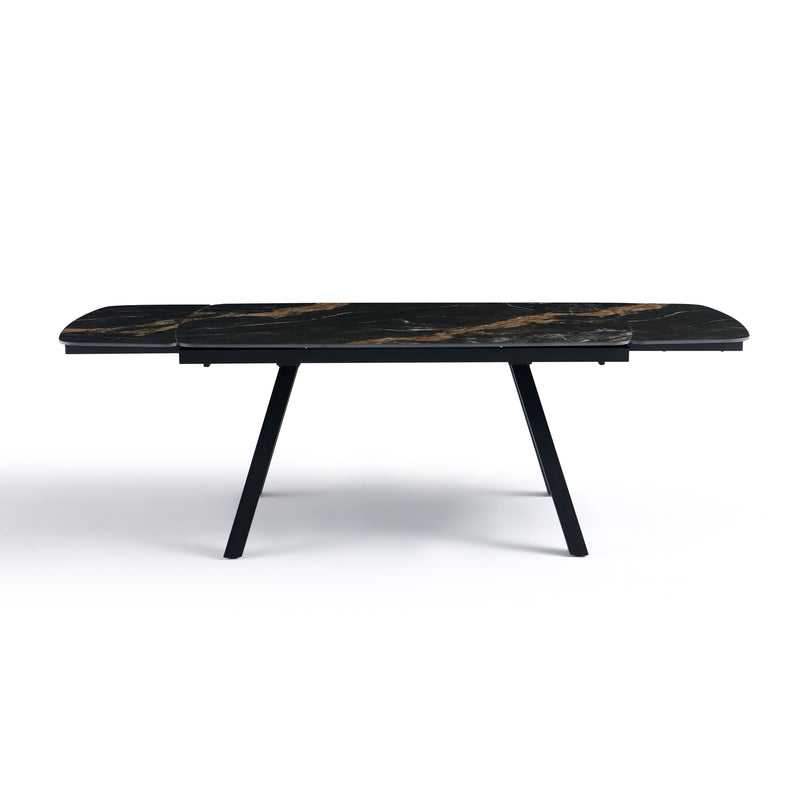 Table à manger Rhythm, extensible en céramique, Noir

