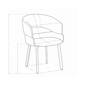 Chaise de salle à manger 6601, dossier arrondi et pieds en métal