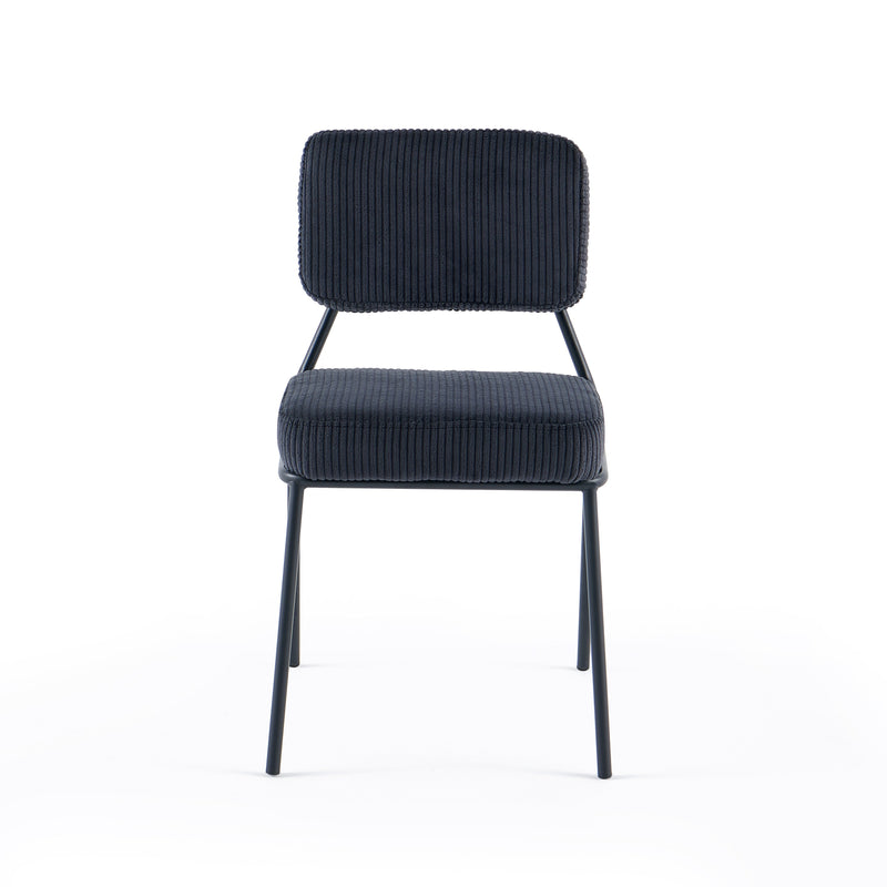 Chaise de salle à manger Harmonia, velours et pieds en acier, Noir
