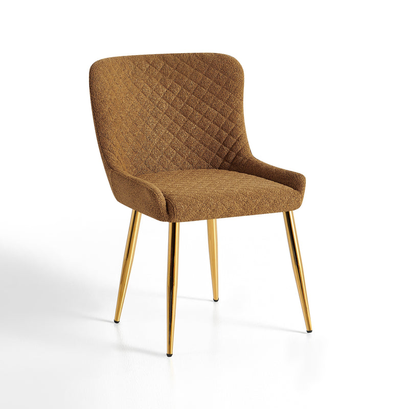 Chaise de salle à manger SD2520, capitonnée structure acier, Caramel
