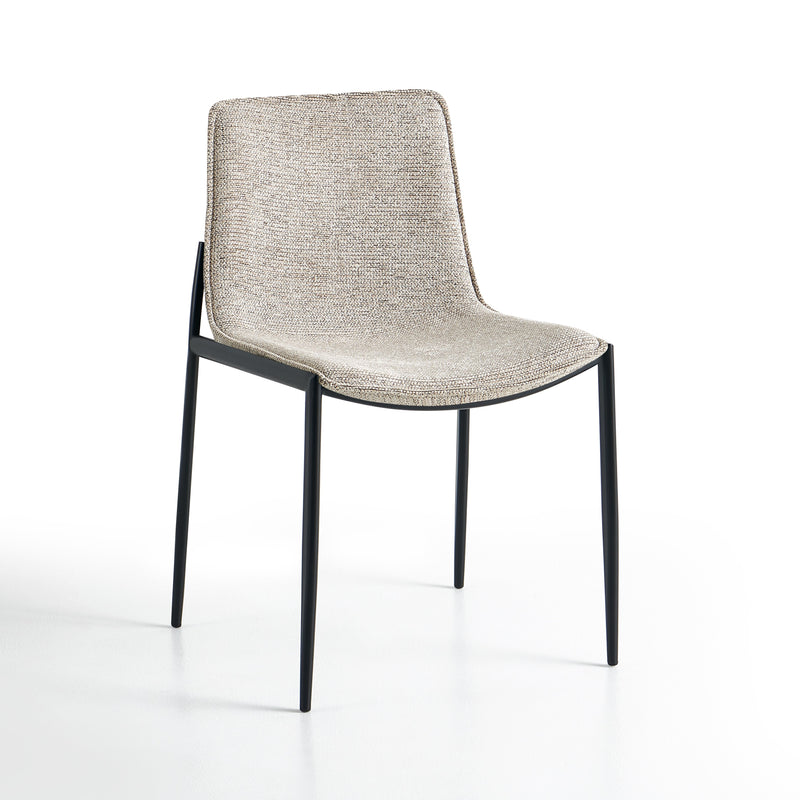 Chaise de salle à manger 6307, rembourrée pieds métal, Beige
