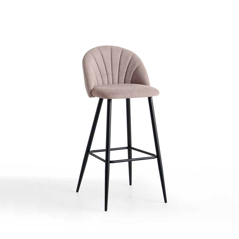 Tabouret de bar SK19, rembourré pieds en métal, Rose beige

