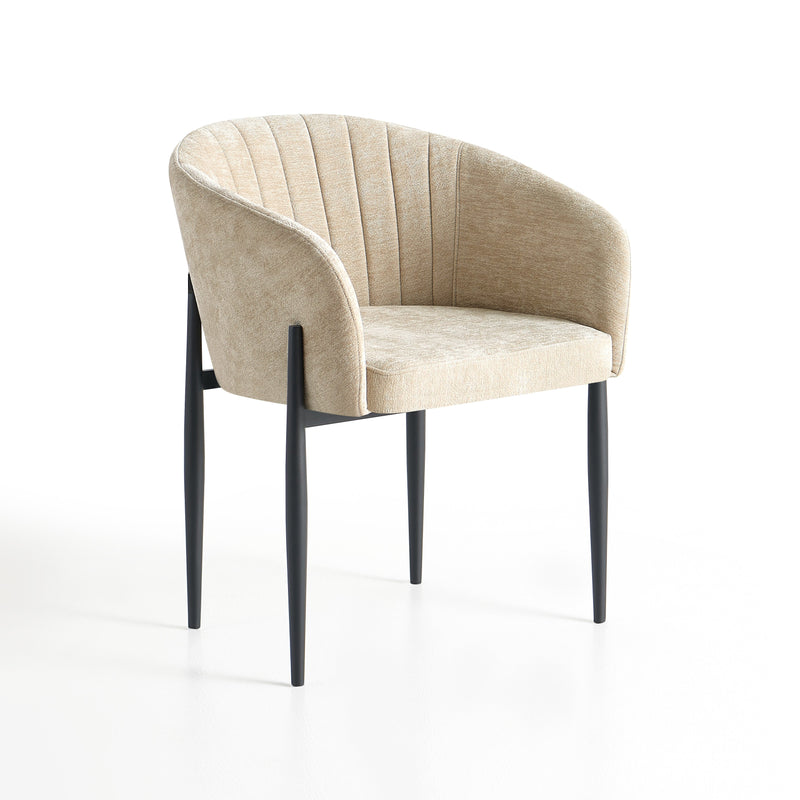 Chaise de salle à manger 6354, pieds en métal style loft, Beige clair
