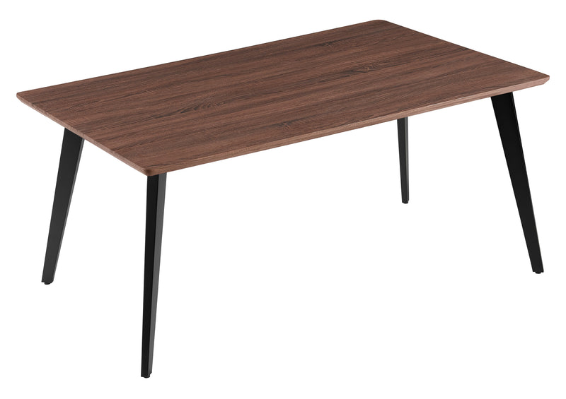 Table à manger HT-10, rectangulaire avec pieds en métal, Noyer brun
