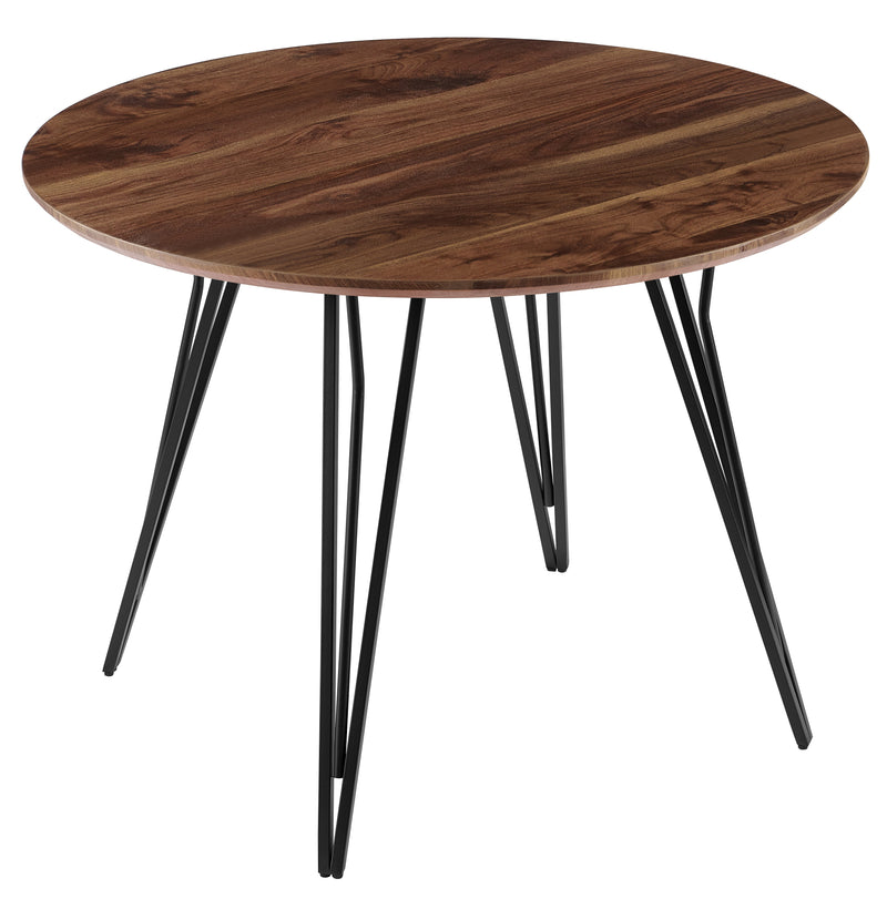 Table à manger ronde HT-04, style loft, Noyer naturel
