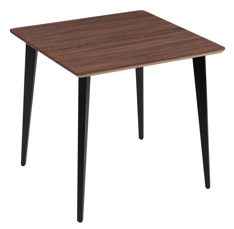 Table à manger HT-08, carrée 80x80 cm pieds en acier, Noyer brun
