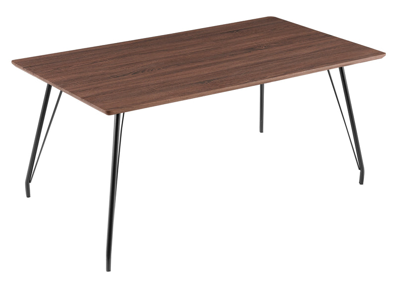 Table à manger HT-03, rectangulaire en bois, Noyer brun

