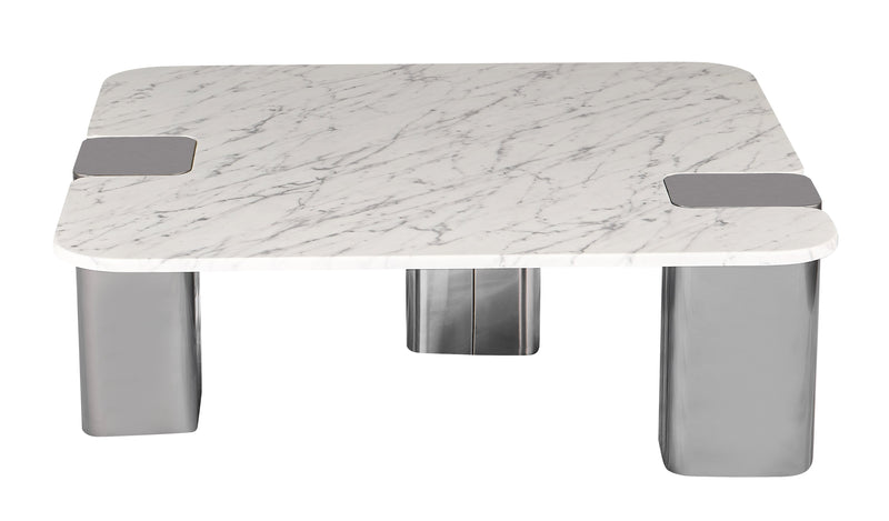 Table basse Cloud, marbre naturel 100x100 cm, Blanc
