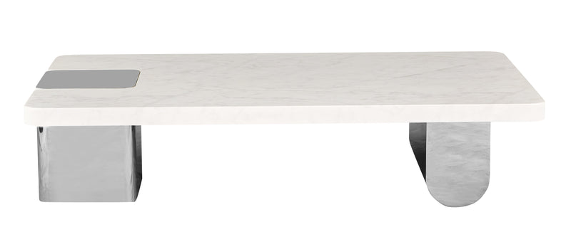 Table basse Unity, marbre naturel 140x80 cm, Blanc
