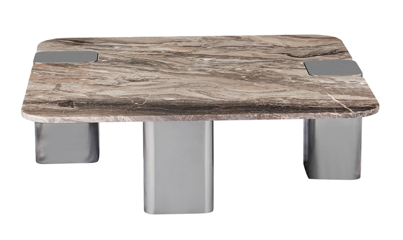 Table basse Stockholm, marbre naturel 100x100 cm, Marron
