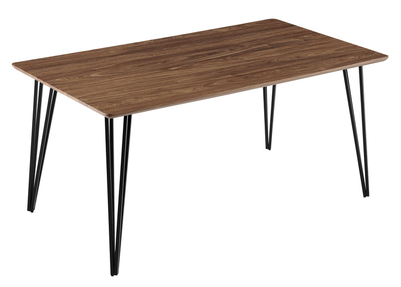Table à manger HT-01, pieds en métal, Noyer naturel
