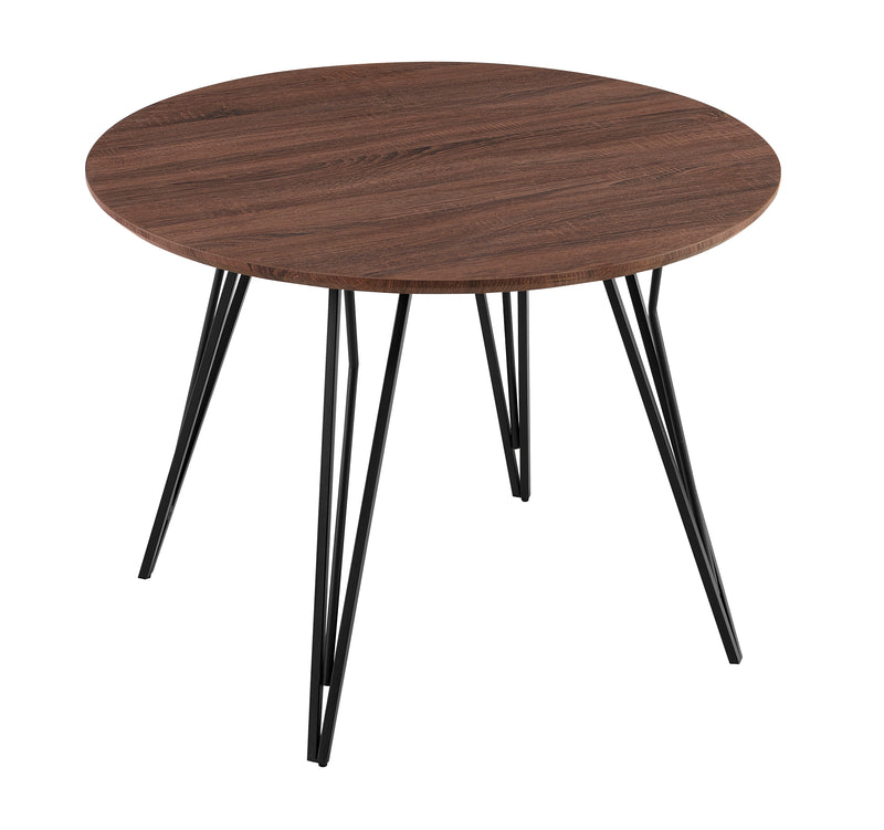 Table à manger ronde HT-04, style loft, Noyer brun
