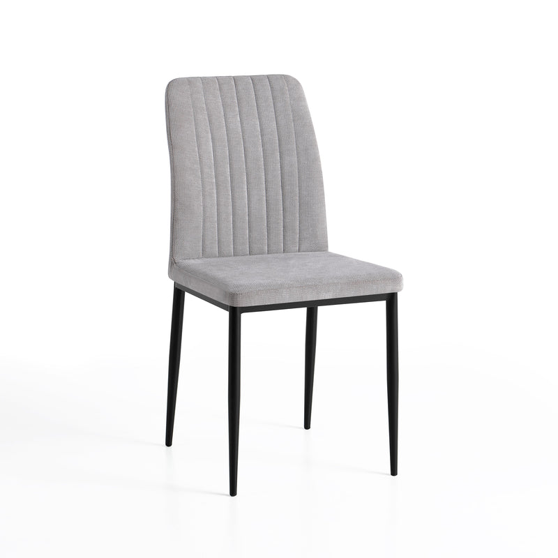 Chaise de salle à manger 6283, capitonnée pieds en métal, Gris clair
