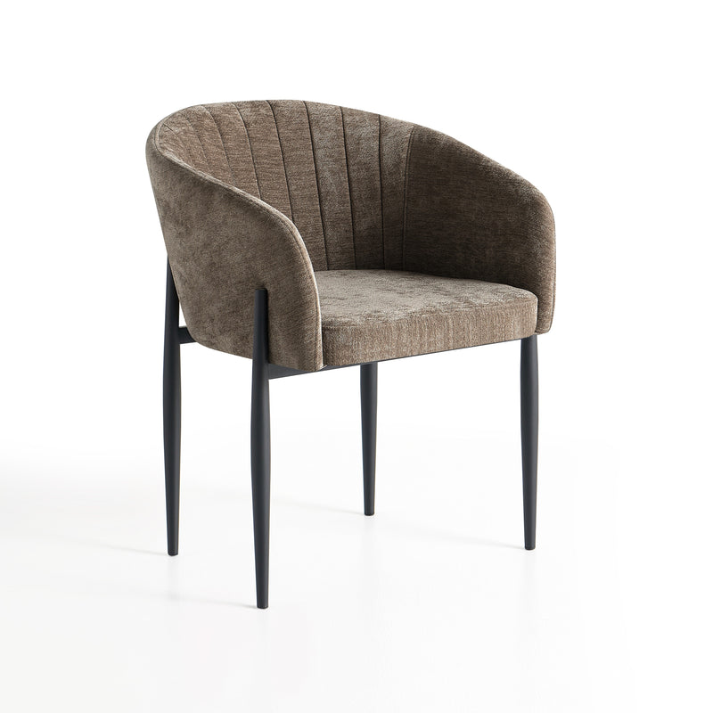 Chaise de salle à manger 6354, pieds en métal style loft, Marron

