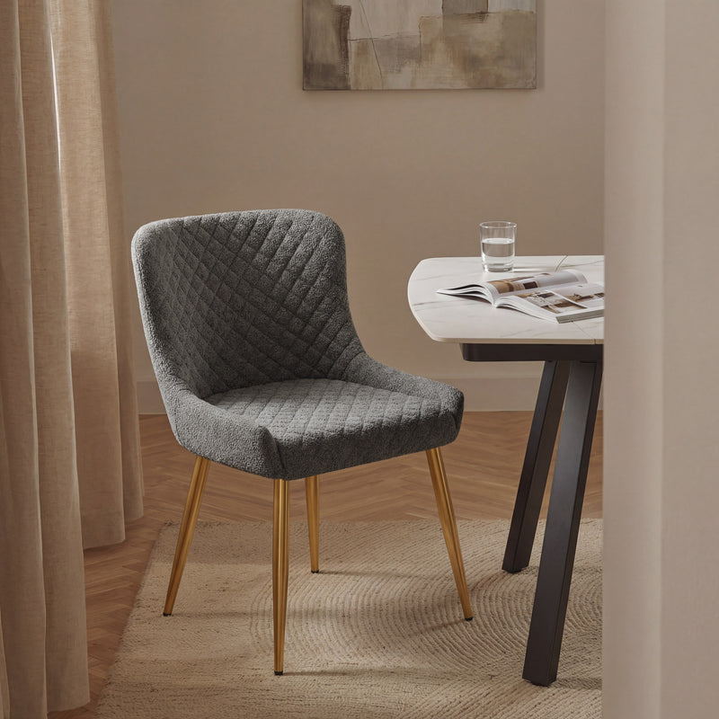 Chaise de salle à manger SD2520, capitonnée structure acier, Gris foncé
