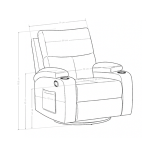 Fauteuil pivotant Comodo, simili cuir et pieds en acier