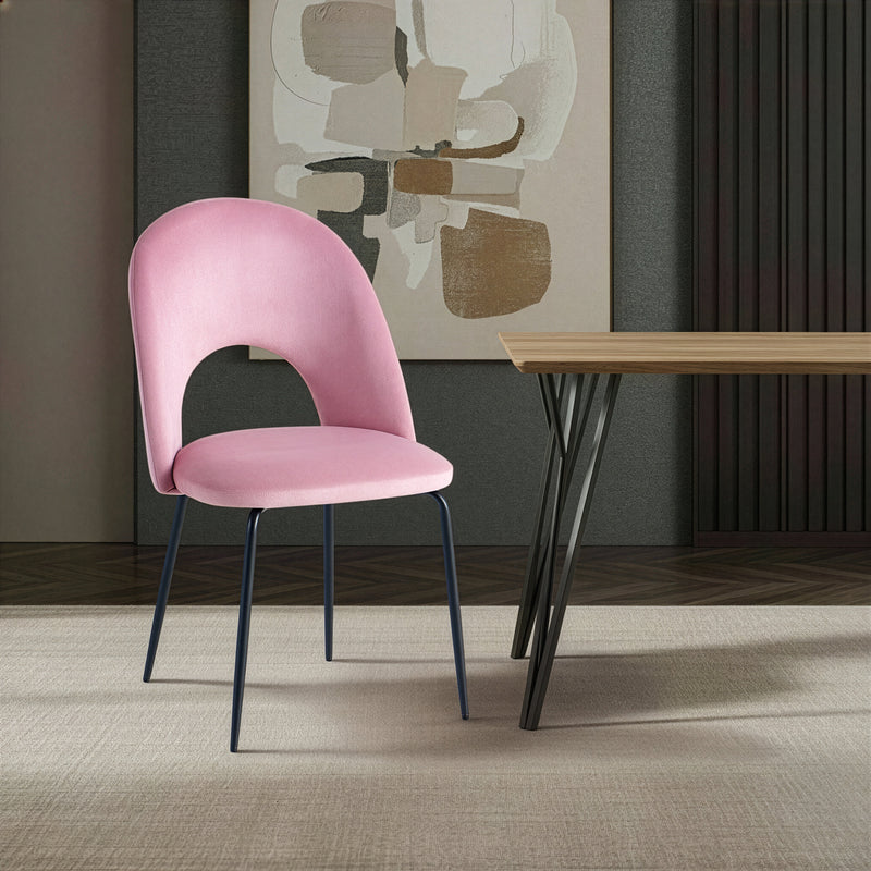 Chaise de salle à manger Minimal 3098, velours et acier, Rose
