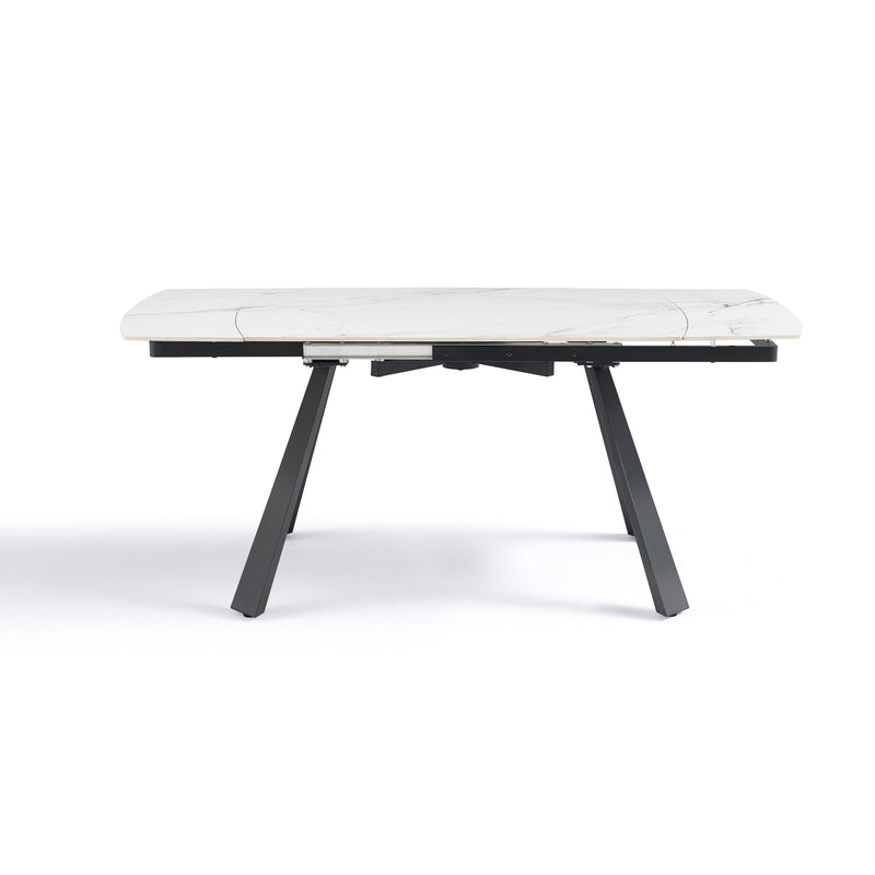Table à manger Zen, céramique 120–180x80 cm, Blanc
