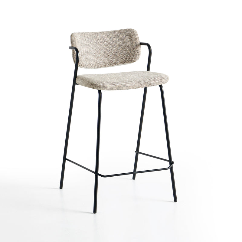Tabouret de bar 6057H, rembourré avec pieds en métal, Beige
