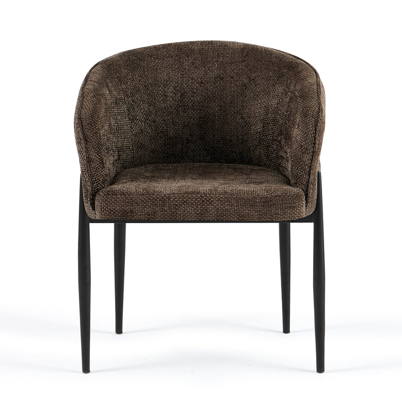 Chaise de salle à manger 6249C, pieds en métal, Marron

