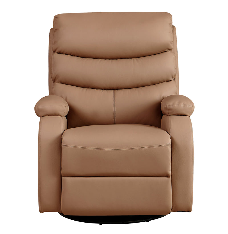 Fauteuil pivotant Legacy, en similicuir et acier, Beige foncé
