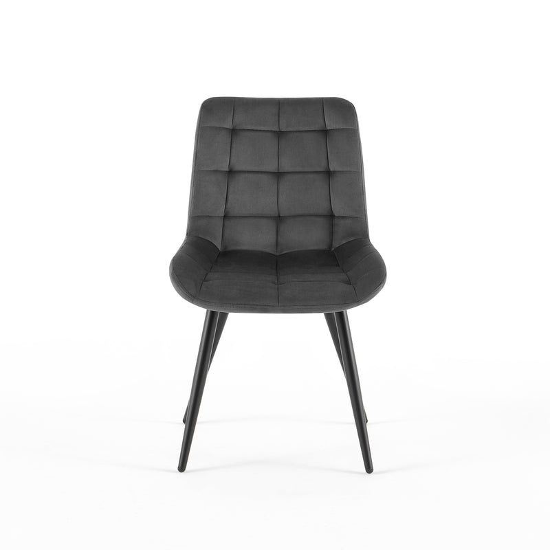 Chaise de salle à manger DR2516, velours et acier, Gris
