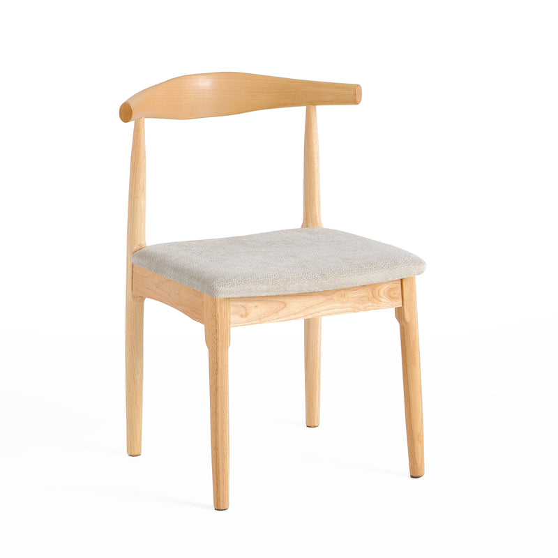 Chaise HSC2516, en bois rembourrée, Beige clair
