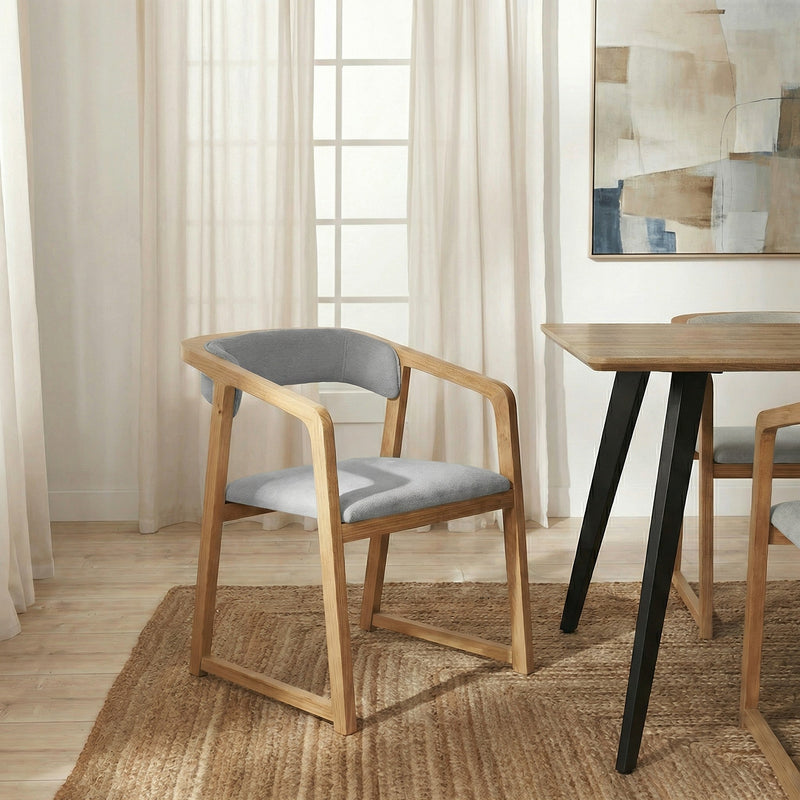 Chaise HSC2501, en bois et rembourrée, Gris
