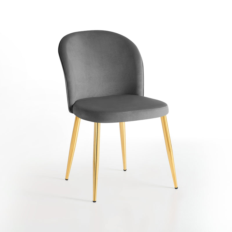 Chaise de salle à manger SD2507, velours et pieds en acier, Gris foncé
