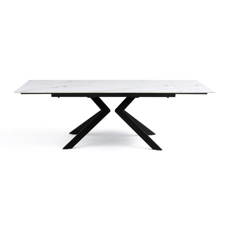 Table à manger DT-24901, céramique extensible 160–240x90 cm, Blanc

