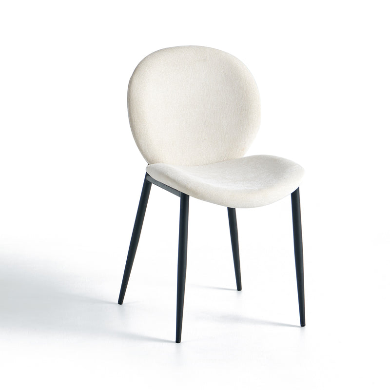 Chaise de salle à manger 25035, rembourrée, pieds en acier, Beige clair
