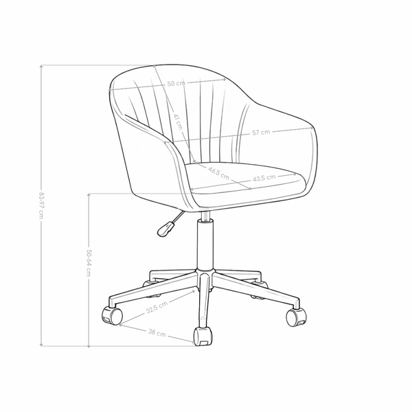Chaise de bureau 9-239, pivotante à roulettes