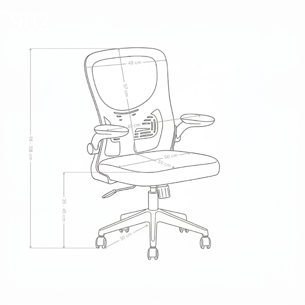 Fauteuil de bureau 902, ergonomique à dossier en maille