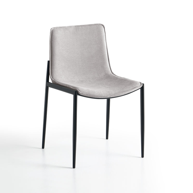 Chaise de salle à manger 6307, rembourrée pieds métal, Gris clair
