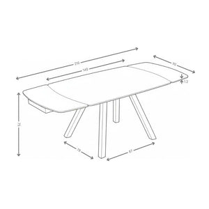 Table à manger Lux, plateau céramique 140–210x90 cm