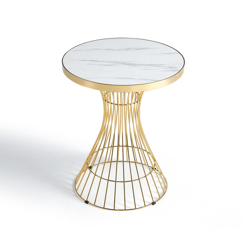 Table ronde SW60, Ø60 cm effet marbre, Blanc

