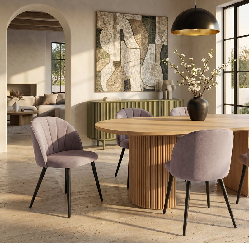 Chaise de salle à manger SK18, assise coquillage, Rose beige
