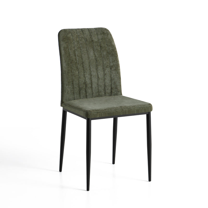 Chaise de salle à manger 6283, capitonnée pieds en métal, Vert
