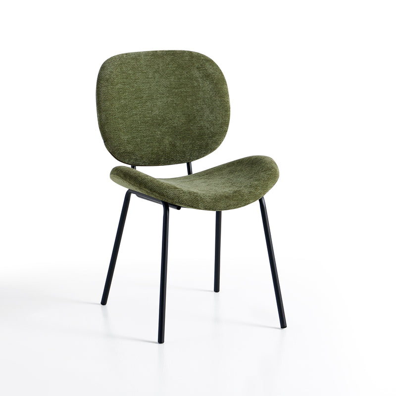 Chaise de salle à manger SK01, tapissée pieds en métal, Vert
