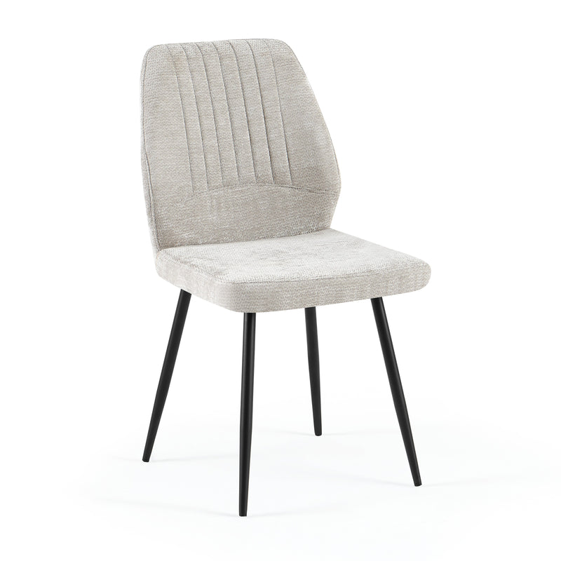 Chaise de salle à manger Pulse, tapissée, pieds en acier, Gris clair
