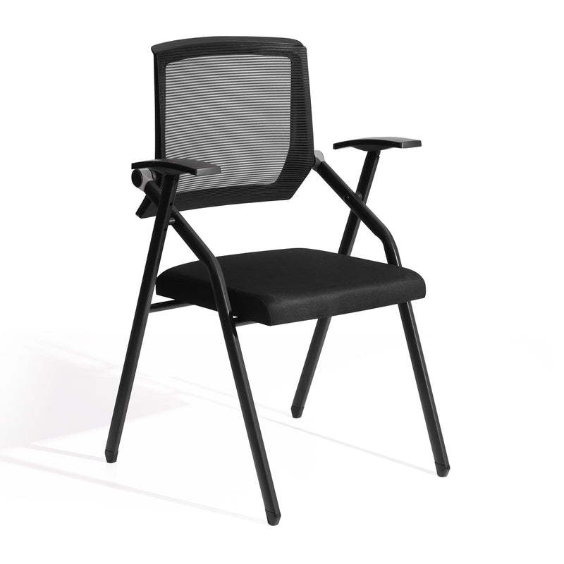Chaise de conférence A09, dossier maille et structure acier, Noir, modèle de base
