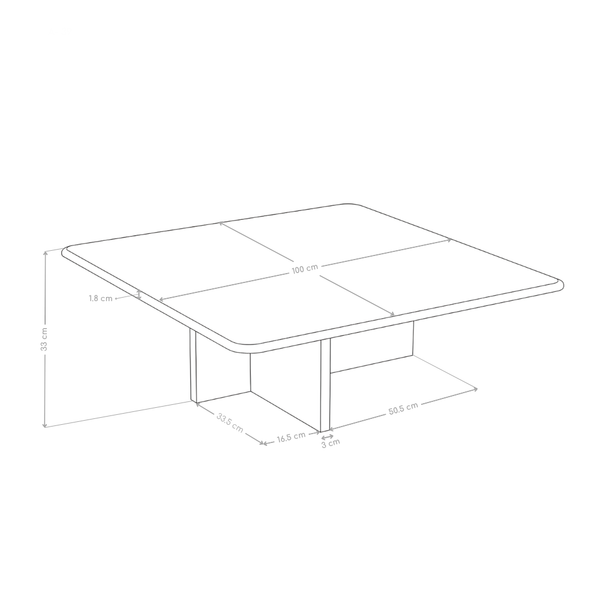 Table basse carrée Horizon, marbre naturel 100x100 cm