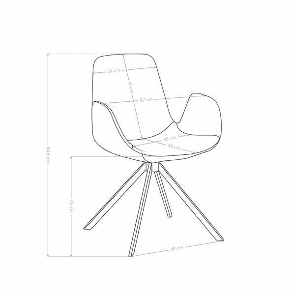 Chaise de salle à manger A41, similicuir et pieds en métal